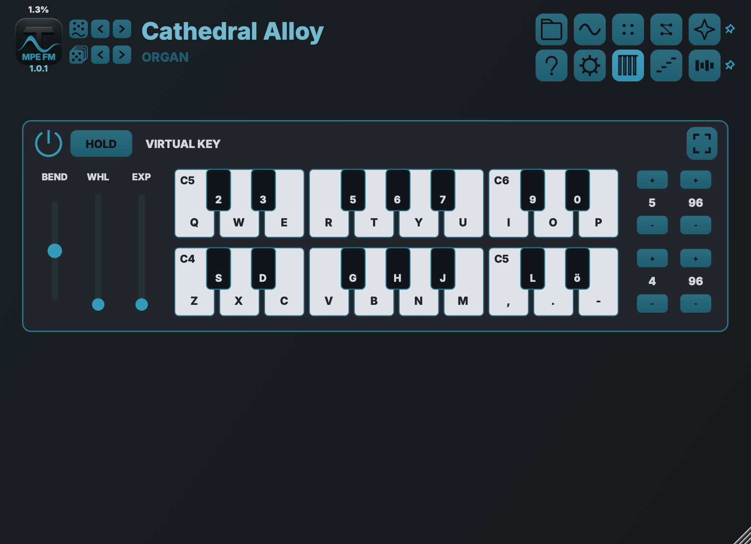 Tupos MPE FM — Virtual keyboard